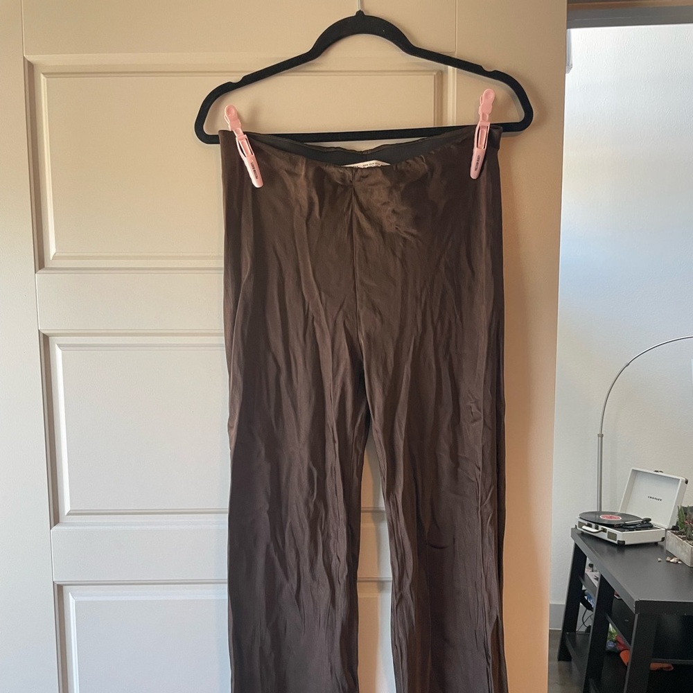 Zara silk brown flare pants